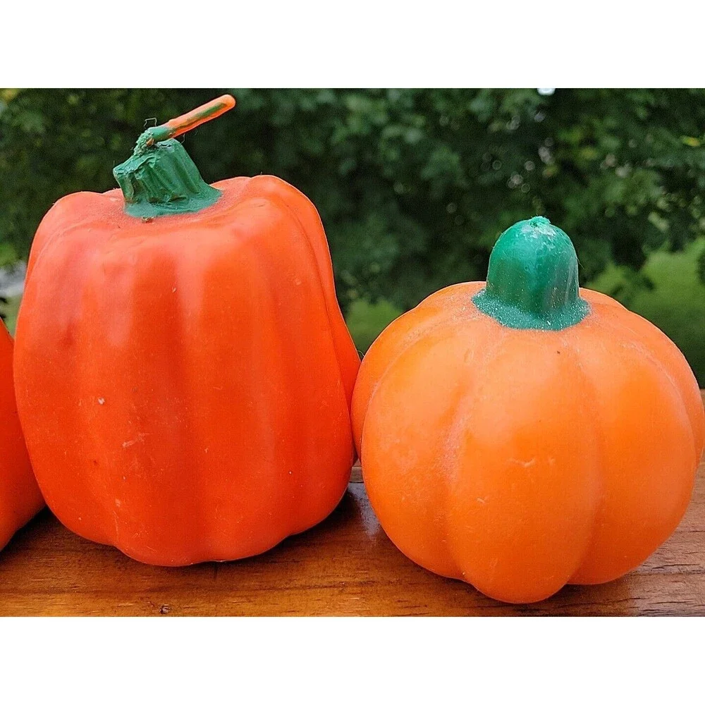 Lot of 4 Vintage Jack o Lantern Halloween Candle Pumpkin Goofy  Kitschy FLAW